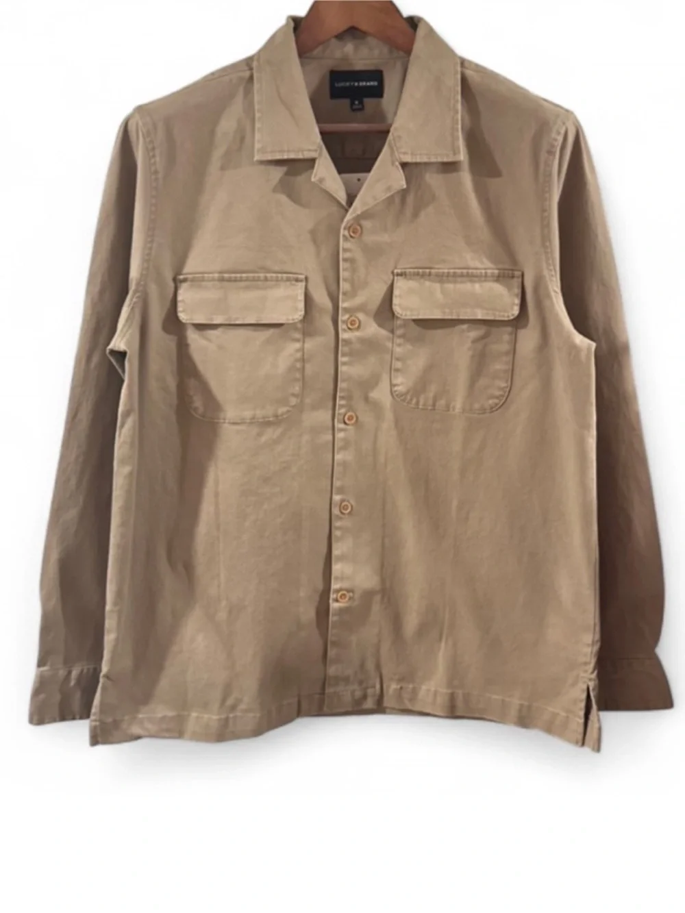 Lucky Brand Stretch Cotton Tan Utility Shirt Jacket Size Men’s Medium